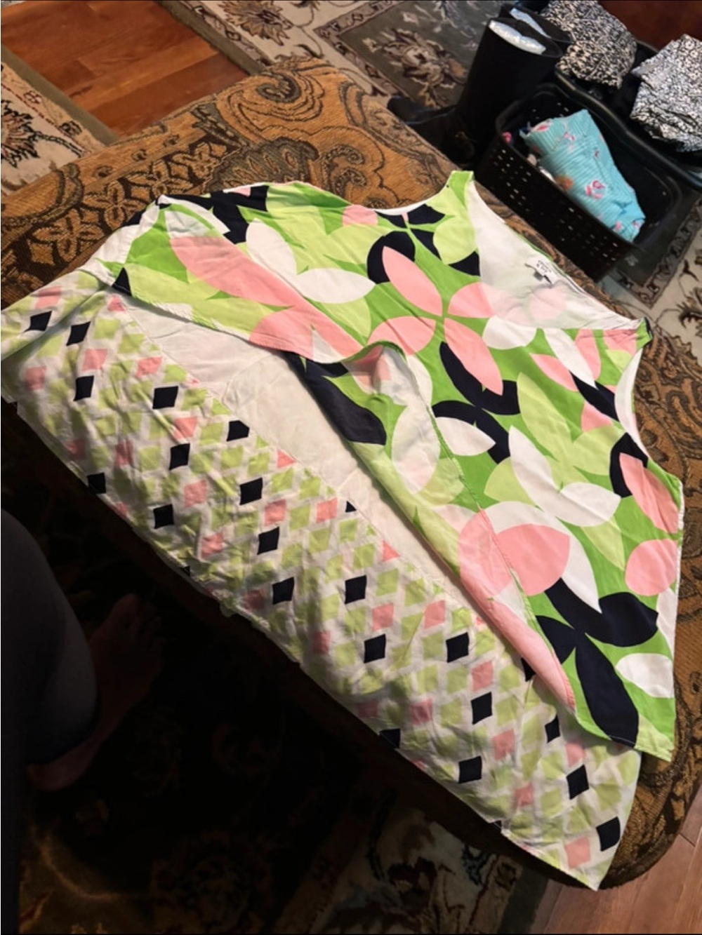 crown & ivy Pink, Lime & Navy Floral Sleeveless Blouse
